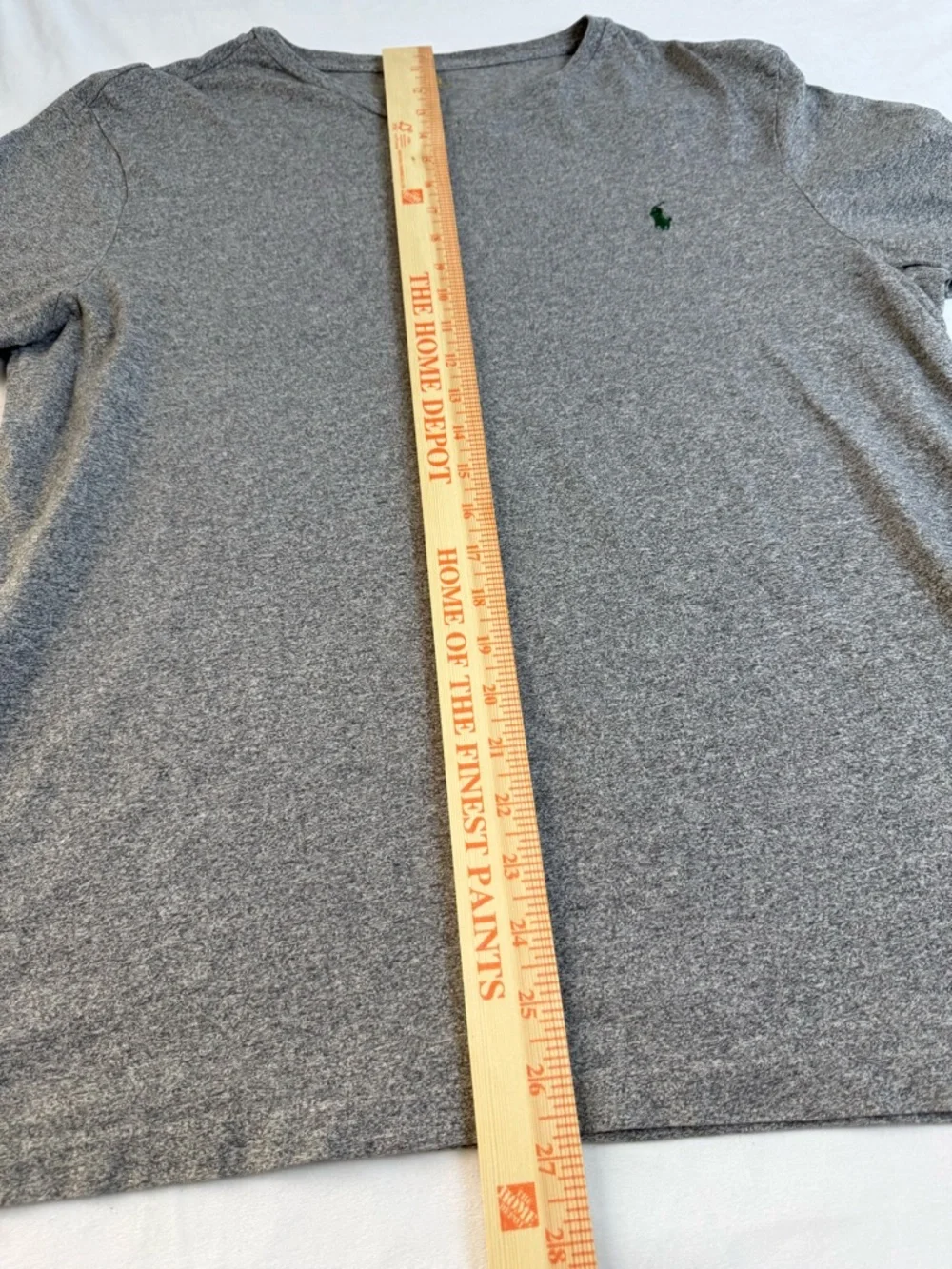 Polo by Ralph‎ Lauren Gray V-Neck Shirt with Yellow Logo Print